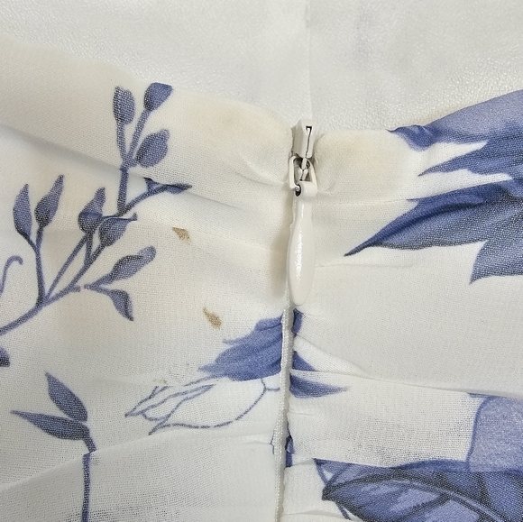 Elle Zeitoune Size Xs Blue And White Ruched Floral Minidress Nwt - Picture 5 of 6
